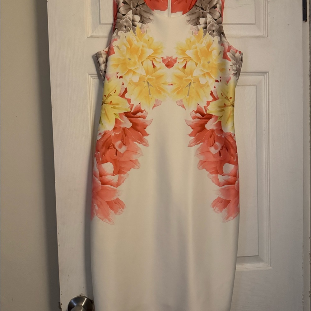 Calvin Klein Floral Dress - Yellow, Orange, Gray